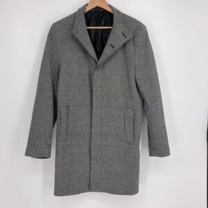 Zara Man Houndstooth Button Front Pea Coat Men’s Size Large